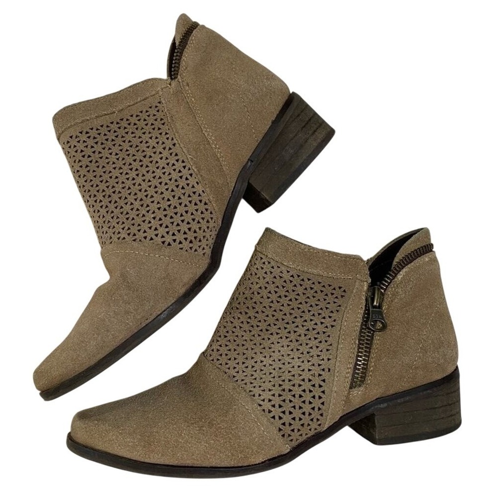 Klub Nico Women's Zayna‎ Western Ankle Bootie Size 5 Taupe Leather Pointed Toe